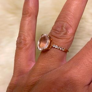 Moon Magic Rose quartz & White Topaz with rose gold vermeil band “Harlow” ring